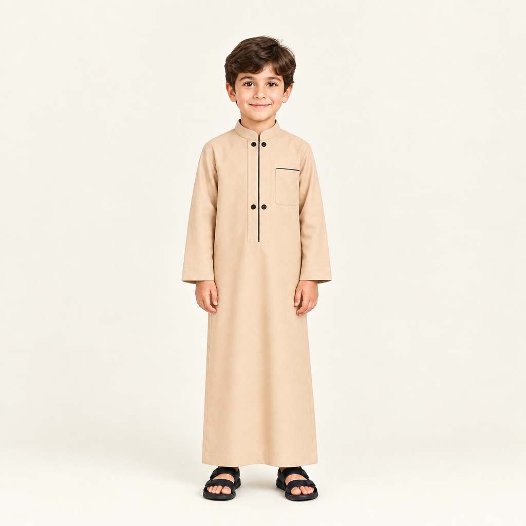 Beige jalabiya on a 6-year-old