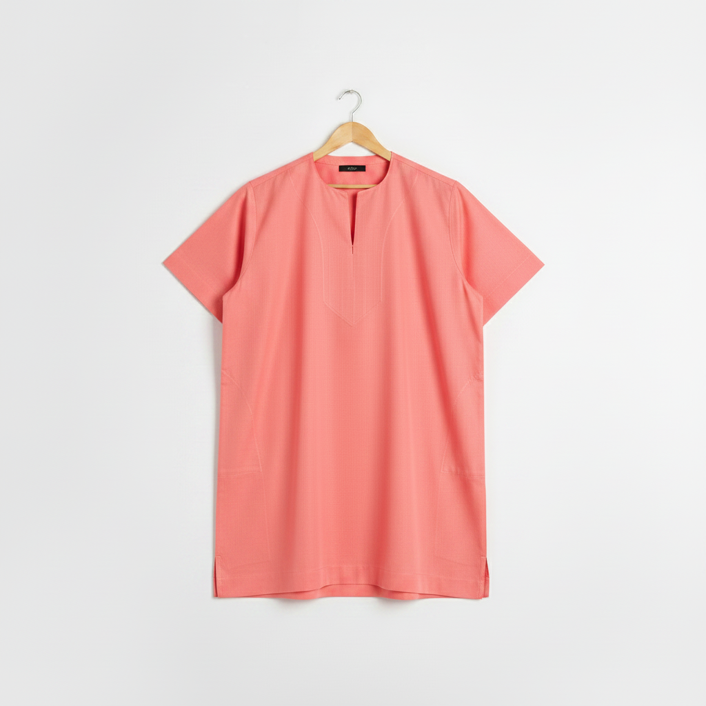 Coral Pink Kandora on Hanger - Store Ready
