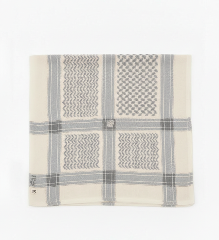 Cream and Light Grey Shemagh