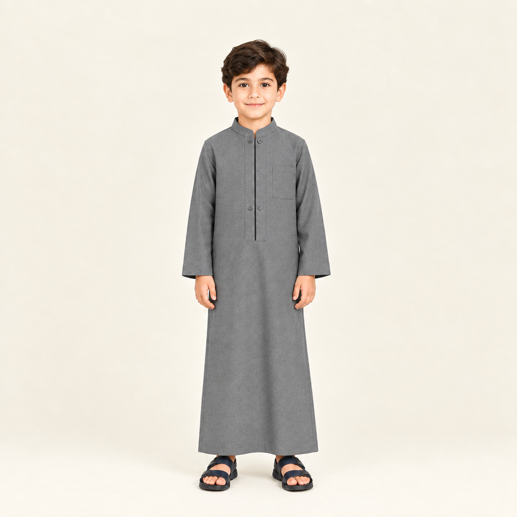 Gray jalabiya on a 6-year-old