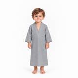 Grey sleep galabiya on a 3-year-old, white background
