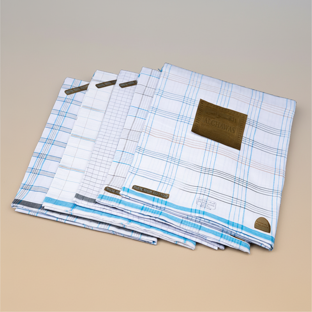 وزار الغواص مربعات - شماغ فاخر بنقشة فيروزي