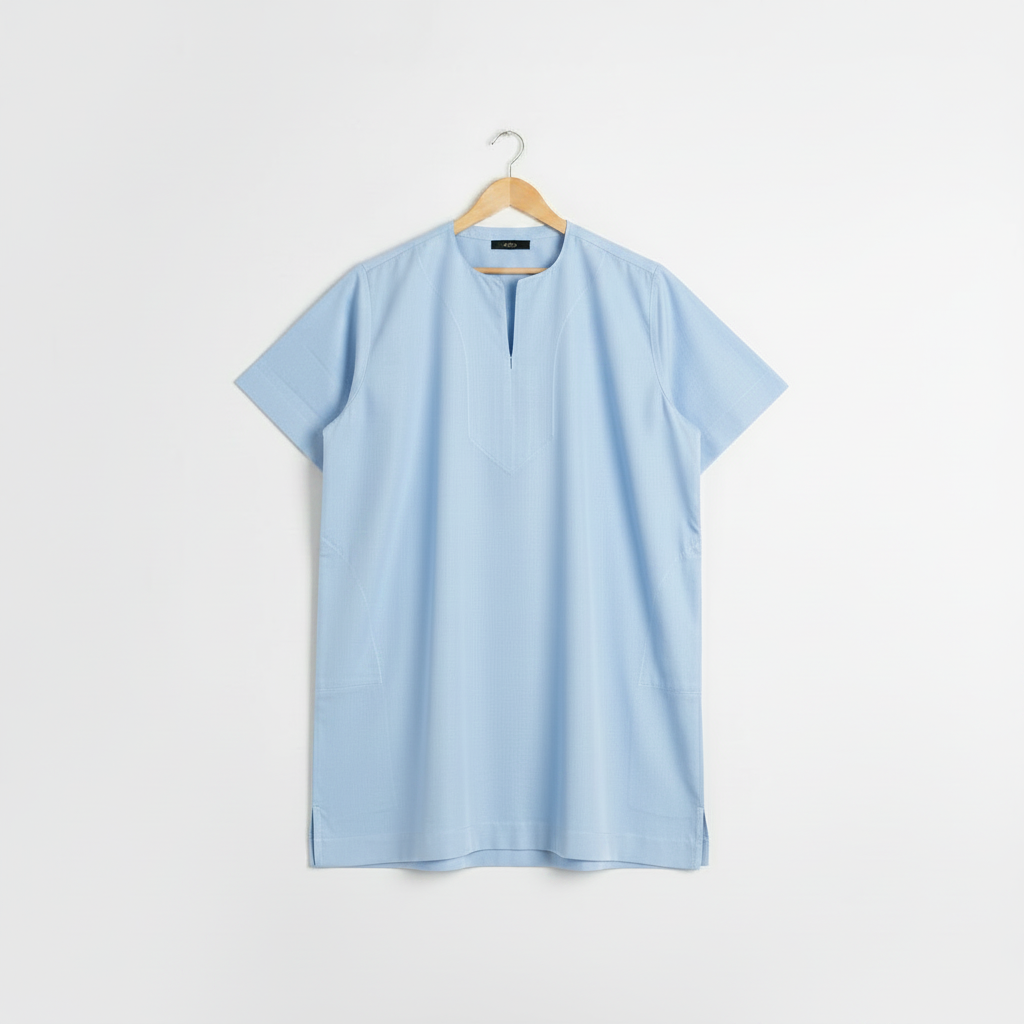 Light Baby Blue Kandora on Hanger - Store Ready