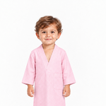 Light pink sleep galabiya on a 3-year-old, white background