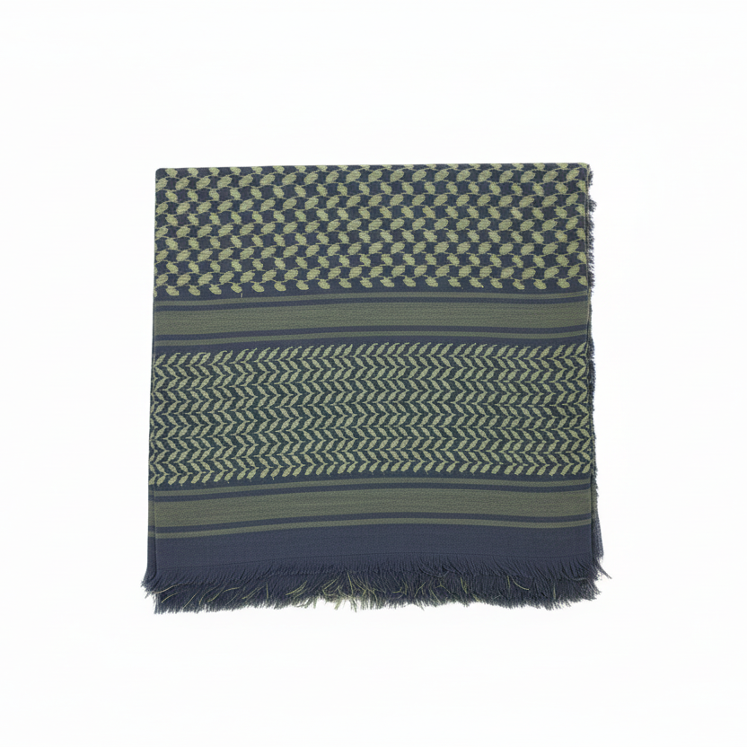 Olive and navy shemagh with white background