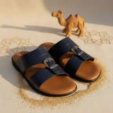 Premium sandals with navy blue straps