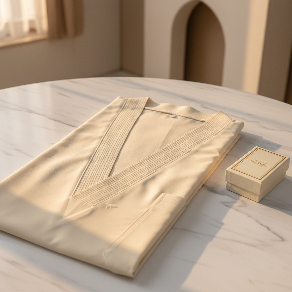 Premium V-neck Jalabiya Product Photography