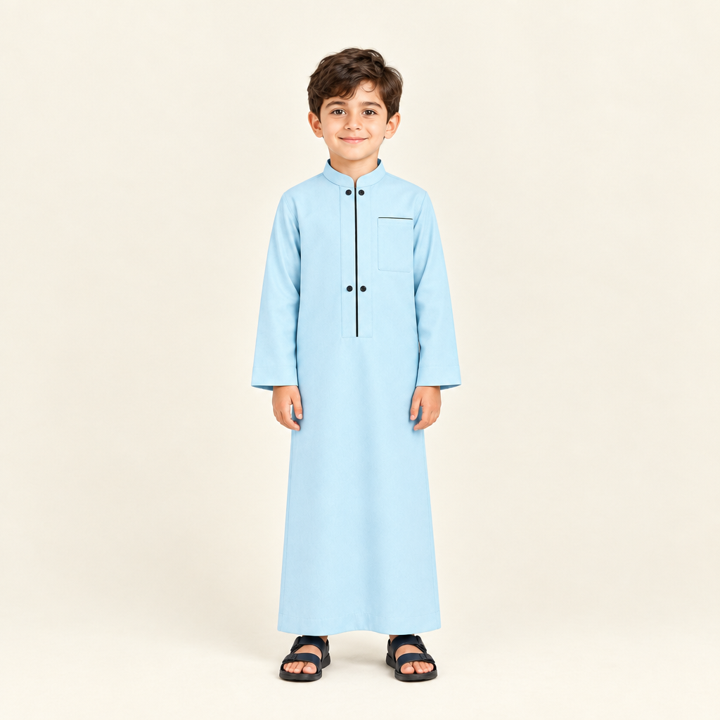 Sky-blue jalabiya on a 6-year-old