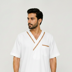 White Kandora with Light Brown Trim
