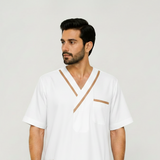 White Kandora with Light Brown Trim