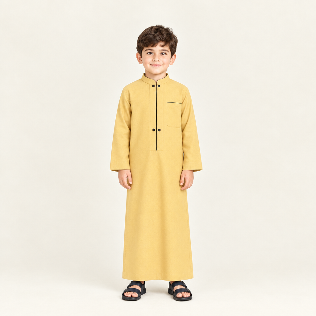 Yellow jalabiya on a 6-year-old